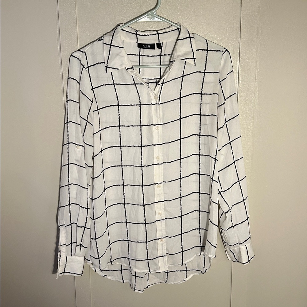 Black And White Blouse (semi Sheer)